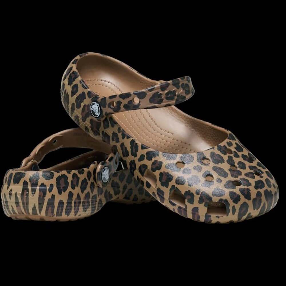 Crocs Classic Animal Ballet Size W6 Leopard Print Ballet Flat Clog